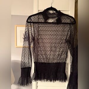 Sheet Polka Dot Black Sheer Top